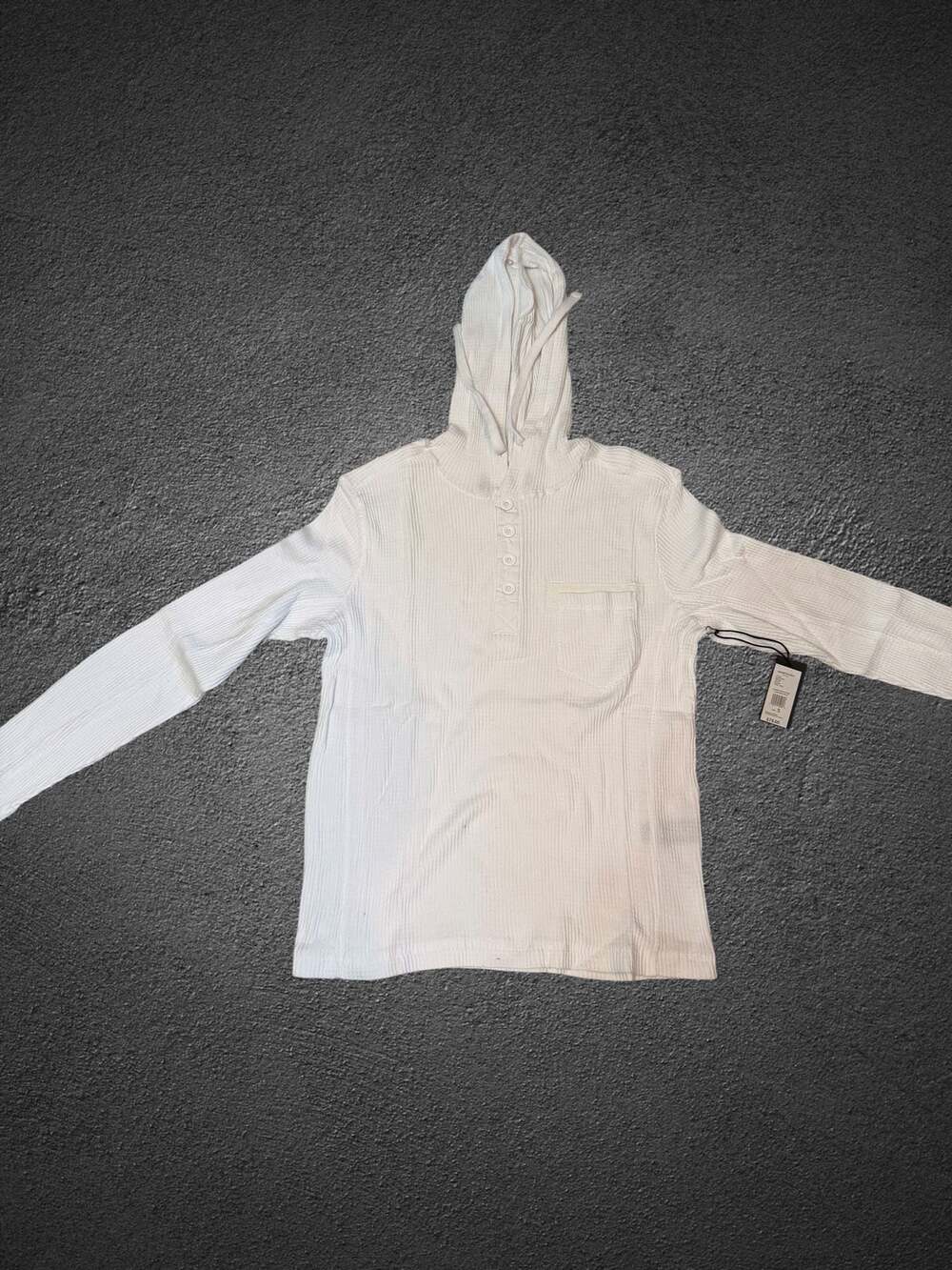 Kenneth Cole New York Men's Long Sleeve Waffle Knit Henley Hooded Shirt